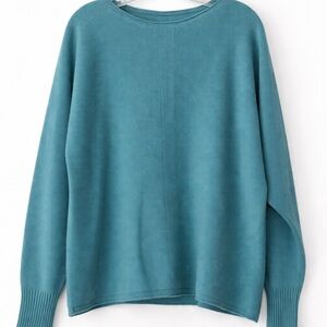 Bianco & Blu Italy Merino Wool Cashmere Sweater Teal Relaxed Knit Size M( as is